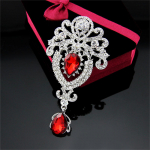 Suure lillega pruudipross Rhinestone Crystal Diamante PARTY h&otilde;bedane pross punane