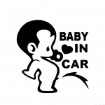 Cartoon Pee Baby In Car Letter Decal Peegeldav s&otilde;iduki veoauto aknakleebis must