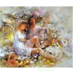 Teemanttikandid Fantaasia isetehtud teemantmaaling armastajapildid ristpistes komplektid teemantvannituba 20X30CM