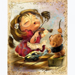 Teemantmaal t&auml;isring puur  Violin Girl  Tikand Ristpistes Mosaiik Kodukaunistuse kingitus 20X30CM