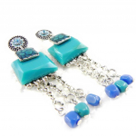 Les Tr&eacute;sors De Lily [H4481] - Boucles Cr&eacute;ateur 'Anamaya' turquoise t&uuml;rkiissinine