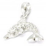 Les Tr&eacute;sors De Lily [I4226] - Pendentif Argent 'Dauphin Sublime' blanc argent&eacute; (rhodi&eacute;)  - 15x10 mm valge