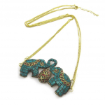 Les Tr&eacute;sors De Lily [N1781] - Collier sautoir 'El&eacute;phant Indien' turquoise rouge dor&eacute; kuld