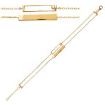 Les Tr&eacute;sors De Lily [Q6607] - topeltkullatud k&auml;ev&otilde;ru 'Identity' valgest kullast - 23x4 ja 20x4 mm (graveerimine v&otilde;imalik) valge