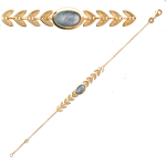 Les Tr&eacute;sors De Lily [Q8154] - Bracelet Plaqu&eacute; Or 'Cl&eacute;opatra' labradorite dor&eacute; (&eacute;pi de bl&eacute;) - 18 cm 58x8 mm hall