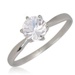 Solitaire Argent 'Unique' blanc &Oslash; 5 mm (rhodi&eacute;) 52 valge