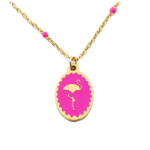 Les Tr&eacute;sors De Lily [R0185] - Collier cr&eacute;ateur acier 'Flamant Rose' rose dor&eacute; - 15x10 mm Heleroosa