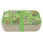 Les Tr&eacute;sors De Lily [R1134] - Lunch box bambou 'Les Animaux de la Ferme' vert - 19x13x6 cm roheline