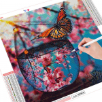 5D teemantmaaling liblikas t&auml;isruudu/&uuml;mmarguse pudeliga teemanttikandid loomamosaiigiga kodukaunistus Full Round 30x30CM