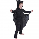 Lapsed Poisid T&uuml;drukud Nahkhiire Kost&uuml;&uuml;mid Kapuutsiga Jumpsuit Halloween Cosplay Peo Meeldiv Kleit Must L