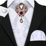 Barry.Wangi pulmalised meeste lipsud prossiga Hanky ​​mansetin&ouml;&ouml;bid Groomsmen elevandiluust valge siidist lipsu komplekt N-1163