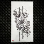 Daisy Flower ajutine t&auml;toveering naistele meestele Seksikad realistlikud v&otilde;ltst&auml;toveeringud kleebis suur must pojengi&otilde;is veekindlad t&auml;toveeringud