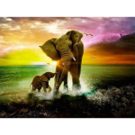 5D DIY DDIY 5D Teemantmaaling Baby Elevandi komplektid T&auml;ispuurimistikandid Teemantmosaiik Loomad Kunstpilt Kodukaunistus Full Round 20x30CM