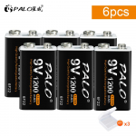 1200 mAh Micro USB 9 V laetav liitiumioonaku 6F22 9 V liitiumioonaku RC helikopteri mudeli mikrofoni m&auml;nguasja jaoks 6pcs