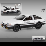 1:20 Toyota AE86 Initial D mudelauto, tsingisulamist tagasit&otilde;mmatav heli ja valgusega m&auml;nguauto lastele poisile t&uuml;drukule kingitus 21*8*6.7cm valge