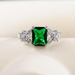 Bella Box Luksuslik Liblikas Baguette Smaragdv&auml;rvilisest kivist Muudetava suurusega s&otilde;rmus naistele Kihlus pulmapeo tarvikud Ehted Resizable roheline