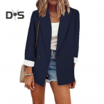 &Uuml;hev&auml;rvilised pikkade varrukatega suured taskud &uuml;he n&ouml;&ouml;biga kontoribleiser mood rev Kontori&uuml;likond jakk T&ouml;&ouml;riided 3XL