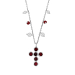Les Tr&eacute;sors De Lily [R4955] &ndash; k&auml;sit&ouml;&ouml;na valmistatud h&otilde;bedane kaelakee  Gypsy Cross  h&otilde;bepunane (roodiumiga kaetud) - 17x13mm punane