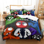 3D Rainbow Friends voodipesukomplektid tekikott koos padjap&uuml;&uuml;riga, kaheinimesevoodi, t&auml;issuuruses kuninganna voodiriided voodipesu US Twin 173x218