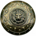 Keskaegne Lion Face Round Shield Raud Kreeka Larp Knight k&auml;sitsi valmistatud kilp