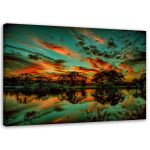 L&otilde;uendiprint Lake Trees Sky Nature 60x40 oranž