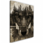 L&otilde;uenditr&uuml;kk Wolf Forest Black Animals 40x60 pruun