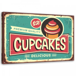 L&otilde;uenditr&uuml;kk Sign Retro Poster Cupcakes 60x40 punane