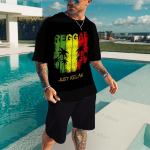 Suvised BoB Marley Reggae T-s&auml;rgikomplektid Mood Jooksmine L&uuml;hikeste varrukatega Harajuku &Uuml;likond Meeste Spordidress 3D Prinditud Hingavad riided 6XL XL