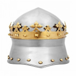 Kuningliku k&auml;sit&ouml;&ouml;na valminud templir&uuml;&uuml;tli kiiver kuningakrooniga: Keskaegne ristis&otilde;dijate kost&uuml;&uuml;m, soomuskiiver kollektsioneeritavad kingitused, Cosplay