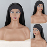 MISSQUEEN Naiste pikk sirge must parukas peapaelaga s&uuml;nteetilisest kiust naturaalsest mustast sirgest parukas Afro Cosplay igap&auml;evane kandmine