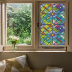 Akna privaatsuskile Dekoratiivne aknaklambrid 3D-aknakleebised Staatilised kleebised Mittekleepuvad l&uuml;kandukse klaaskiled UV-blokeeringud 45*100cm