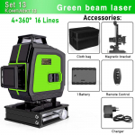 CLUBIONA 16 rea 4D laseritaseme instrument isetasanduv 360 horisontaalne ja vertikaalne rist &uuml;litugev roheline lasertaseme instrument roheline