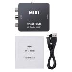 Mini-AV-HDMI-adapter RCA heli- ja videomuunduri adapter sisaldab must USB-laadimiskaablit 1 Set must