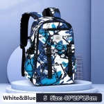 Uus moodne &otilde;pilase koolikott poistele 1-3-6 klassi kamuflaažiga koolikott lastele Kerge vabaaja seljakott, meeste kamukott S sinine/valge