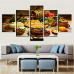 Kodukaunistus Maalimine Kaasaegne seinakunst Restoran K&ouml;&ouml;k Moodulplakatid Pildid 5 t&uuml;kki S&ouml;&ouml;k ja jook HD Prinditud l&otilde;uend 30x40cm*2 30x60cm*2 30x80cm*1