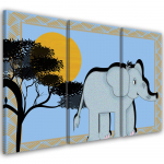 Kolmeosalise pildiga l&otilde;uenditr&uuml;kk Elephant 60x40 sinine