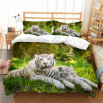 Tiger voodipesu 3D-printimine, sulgedest loomade udusulgedega tekikate ja padjap&uuml;&uuml;r Magamistoa voodipesukomplekt &Uuml;heinimesevoodi t&auml;issuuruses kodukaunistus Baby 100x135cm