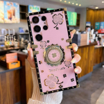 Luksuslik Diamond Clover Square Silikoonist telefoni&uuml;mbris Samsung Galaxy S23 S22 Ultra S21 S20 Plus A14 A34 A54 A13 A23 A33 A53 A22 A32 A52/iphone/Redmi jaoks iphone 7 8 roosa