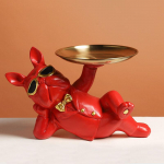 Vaigust dekoratiivne koerakuju &uuml;lemteener kandiku hoiulauaga elutuba prantsuse buldogi ornament Dekoratiivne skulptuur k&auml;sit&ouml;&ouml;kingitus sinine