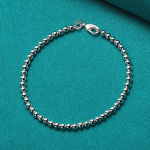925 Sterling Silver Silver 4MM helmestega k&auml;ev&otilde;ru Moeehted 20cm