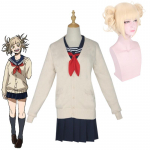 Anime My Hero Academia Cross My Body Himiko Toga Cosplay Kost&uuml;&uuml;m Parukas JK Uniform Halloweeni Kost&uuml;&uuml;mide Peor&otilde;ivastega L-(Costume+Wig)