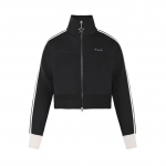 Y2K Naised Vintage Korea t&auml;navar&otilde;ivad T&otilde;mblukuga Crop Hoodies Harajuku Triibulised K&auml;rbitud T&otilde;mblukuga jakid Kpop Dressipluusid Riided S must