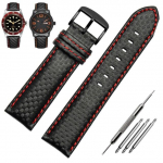 Ehtsast nahast k&auml;ev&otilde;ru, s&uuml;sinikkiust teraline kellarihm 18 mm 20 mm punase oranži &otilde;mblusega kellarihm 21 mm 22 mm 23 mm 24 mm kellarihm 23mm