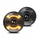 2tk 7-tollised LED-esituled koos HiLo Beam, DRL-i ja suunatulega veekindlate 7-tolliste &uuml;mmarguste esituledega 2 Pack must