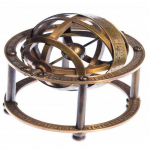 Messingist Armillaarsf&auml;&auml;r alusega, 9 cm k&otilde;rge Steampunk, Piraadi v&otilde;i Dekoratsioon