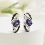 Bolaijewelry Kerge luksus Iolite naturaalsest v&auml;&auml;riskivist k&otilde;rvar&otilde;ngad Moodne igap&auml;evar&otilde;ivaste disain naiste juubelikingitus 925 sterling h&otilde;be S sinine