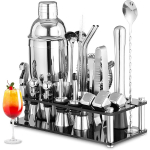 Shakerikomplekt 23-osaline Mixology baarmeni komplekt, 25 untsi roostevabast terasest lekkekindel, vastupidav kokteili&scaron;eikerite komplekt