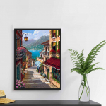 5D DIY Teemantmaal Hubane linna ristpiste komplekt Mosaiik Teemanttikandid Roos T&auml;isringi kandiline puur Kodukaunistus Round 30x40cm