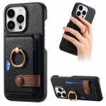 Lichee mustriga kaardipesa rahakoti r&otilde;ngahoidja nahk&uuml;mbris iPhone 15 14 Plus 13 12 Pro Max 13 12 Mini 11 Pro Max XS MAX XR X 8P 7P 6P SE 2020 jaoks iPhone 6/6S must