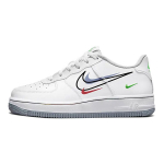 Nike Air Force 1 Low GS Mitme Swooshiga Laste tossud Valge Alumiinium-Sinine Must DM9473-100 37.5